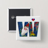 クリスマスレター/サンタレッドリボンモノグラム 缶バッジ (正面&裏面)