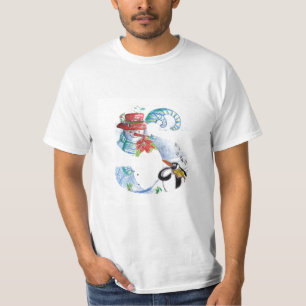 クリスマスレター、ペンギンのセレナーデ モノグラム Tシャツ