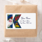 クリスマスレター/赤いリボンのサンタクロース ラベル (インサイチュ)