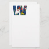 クリスマスレター/赤いリボンのサンタクロース 便箋 (正面/裏面)