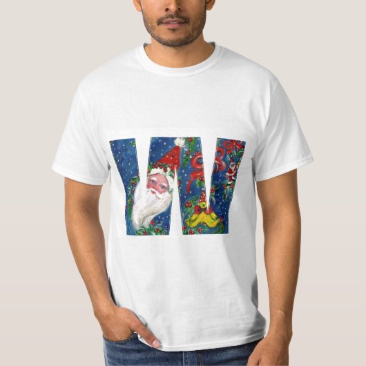 クリスマスレター/赤いリボンのサンタクロース Tシャツ (正面)