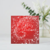 クリスマスレッドきらめくミニマルスタイリッシュリストスクリプト シーズンカード (スタンド正面)