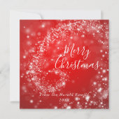 クリスマスレッドきらめくミニマルスタイリッシュリストスクリプト シーズンカード (正面)