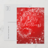 クリスマスレッドきらめくミニマルスタイリッシュリストスクリプト シーズンポストカード (正面/裏面)
