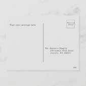 クリスマスレッドきらめくミニマルスタイリッシュリストスクリプト シーズンポストカード (裏面)