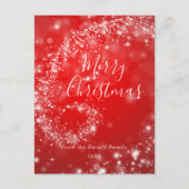 クリスマスレッドきらめくミニマルスタイリッシュリストスクリプト シーズンポストカード (正面)