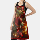 クリスマスレッドとグリーンのグリッターオーナメント エプロン (インサイチュ)