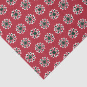 クリスマスレッドとグリーンのスノーフレークのパターン 薄葉紙 (詳細)