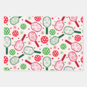 クリスマスレッドとグリーンのピックボールのパドル ラッピングペーパーシート (正面)