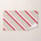 クリスマスレッドとグリーンのフローラとキャンディストライプー バスタオルセット (ハンドタオル)