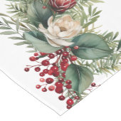 クリスマスレッドとグリーンのフローラテーブルランナー ミディアムテーブルランナー (コーナー)