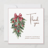 クリスマスレッドとグリーンの冬のフェスティバル結婚 サンキューカード (正面)