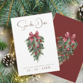クリスマスレッドとグリーンの冬のフェスティバル結婚 セーブザデート