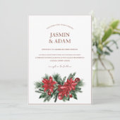 クリスマスレッドとグリーンの冬のフェスティバル結婚 招待状 (スタンド正面)