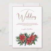 クリスマスレッドとグリーンの冬のフェスティバル結婚 招待状 (正面)