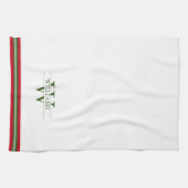 クリスマスレッドとグリーンの国フランスののモノグラム キッチンタオル (横)