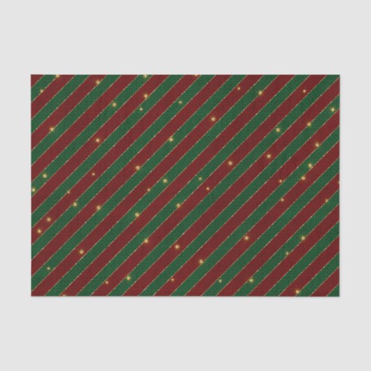 クリスマスレッドとグリーンの対角線ストライプ材 薄葉紙 (正面)