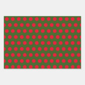 クリスマスレッドとグリーンの幾何学的水玉模様 ラッピングペーパーシート (正面3)