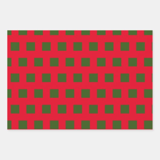 クリスマスレッドとグリーンの幾何学的水玉模様 ラッピングペーパーシート (正面2)