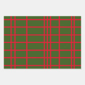 クリスマスレッドとグリーンの幾何学的水玉模様 ラッピングペーパーシート (正面)