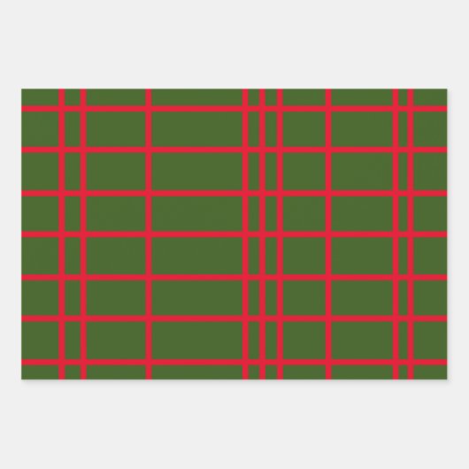 クリスマスレッドとグリーンの幾何学的水玉模様 ラッピングペーパーシート (正面)