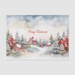 クリスマスレッドとグリーンの松の風景 薄葉紙