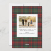 クリスマスレッドとグリーンの格子模様フォトフラット シーズンカード (裏面)