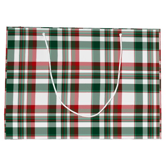 クリスマスレッドとグリーンの格子模様 ラージペーパーバッグ (裏面)