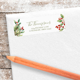 クリスマスレッドとグリーンの植物園 ラベル