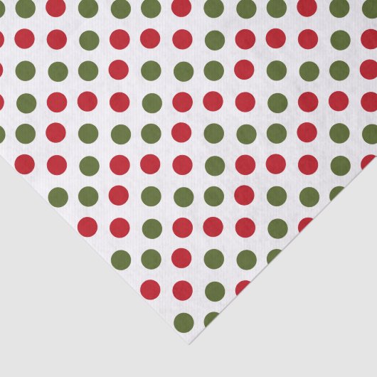クリスマスレッドとグリーンの水玉模様 薄葉紙 (詳細)
