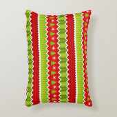 クリスマスレッドとグリーンシェブロンのストライプパターン アクセントクッション (正面(垂直))