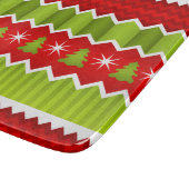 クリスマスレッドとグリーンシェブロンのストライプパターン カッティングボード (角)