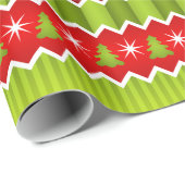 クリスマスレッドとグリーンシェブロンのストライプパターン ラッピングペーパー (ロールコーナー)