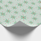 クリスマスレッドとグリーンスノーフレークフェスティバルシームレス ラッピングペーパー (角)