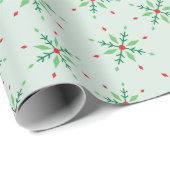 クリスマスレッドとグリーンスノーフレークフェスティバルシームレス ラッピングペーパー (ロールコーナー)
