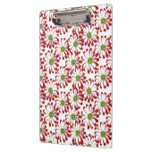 クリスマスレッドとグリーンデイジーフローラルパターン クリップボード (左)