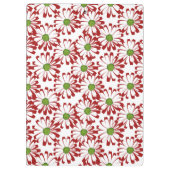 クリスマスレッドとグリーンデイジーフローラルパターン クリップボード (裏面)