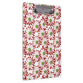 クリスマスレッドとグリーンデイジーフローラルパターン クリップボード (右)