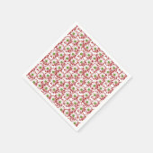 クリスマスレッドとグリーンデイジーフローラルパターン スタンダードカクテルナプキン (角)