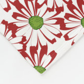 クリスマスレッドとグリーンデイジーフローラルパターン フリースブランケット (角)