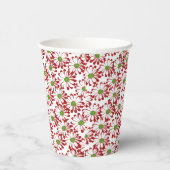 クリスマスレッドとグリーンデイジーフローラルパターン 紙コップ (右)