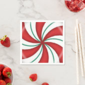 クリスマスレッドとグリーンペパーミント懸命キャンディ スタンダードカクテルナプキン (インサイチュ)