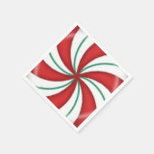 クリスマスレッドとグリーンペパーミント懸命キャンディ スタンダードカクテルナプキン (角)