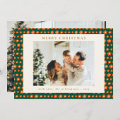 クリスマスレッドとグリーンボホの花2枚の写真 シーズンカード (正面/裏面)