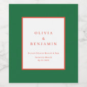 クリスマスレッドとグリーンミニマルシック結婚ズ ワインラベル (シングルラベル)