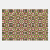 クリスマスレッドとグリーン数々の – パターン ラッピングペーパーシート (正面3)