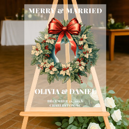 クリスマスレッドとグリーン結婚の歓迎フロスト アクリルサイン