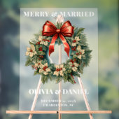 クリスマスレッドとグリーン結婚の歓迎フロスト アクリルサイン (ニュートラル)