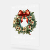 クリスマスレッドとグリーン結婚の歓迎フロスト アクリルサイン (傾斜)