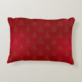 クリスマスレッドとグリーン&金ゴールドホリデーボウ アクセントクッション (裏面)